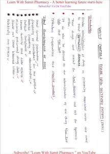 Novel Drug Delivery System Handwritten Notes b pharma 7th sem