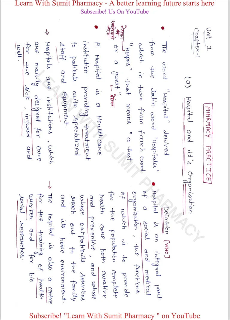 Pharmacy Practice Handwritten Notes b pharma 7th sem