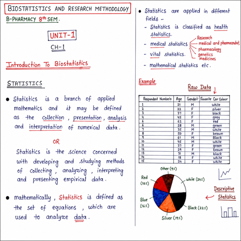 Biostatistics & Research Methodology Notes PDF | B Pharma