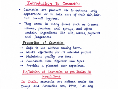 Cosmetic Science handwritten notes PDF for B Pharma 8th Semester
