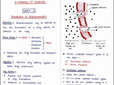Biopharmaceutics and Pharmacokinetics handwritten notes PDF for B Pharma 6th Semester
