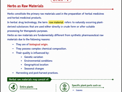 Herbal Drug Technology handwritten notes PDF for B Pharma 6th Semester