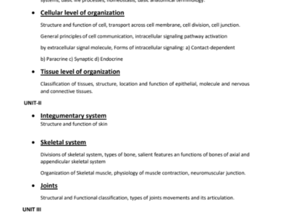 Human Anatomy and Physiology-I syllabus PDF for B Pharma 1st Semester