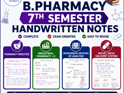 B.Pharm 7th Semester Complete Handwritten Notes PDF Bundle | All 4 Subjects | Unit 1–5
