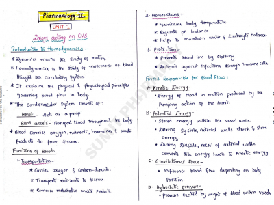 Pharmacology-II handwritten notes PDF for B Pharma 5th Semester