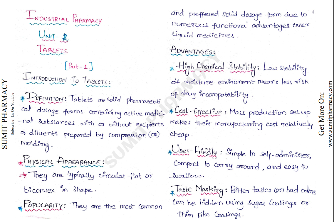 Industrial Pharmacy-I handwritten notes PDF for B Pharma 5th Semester
