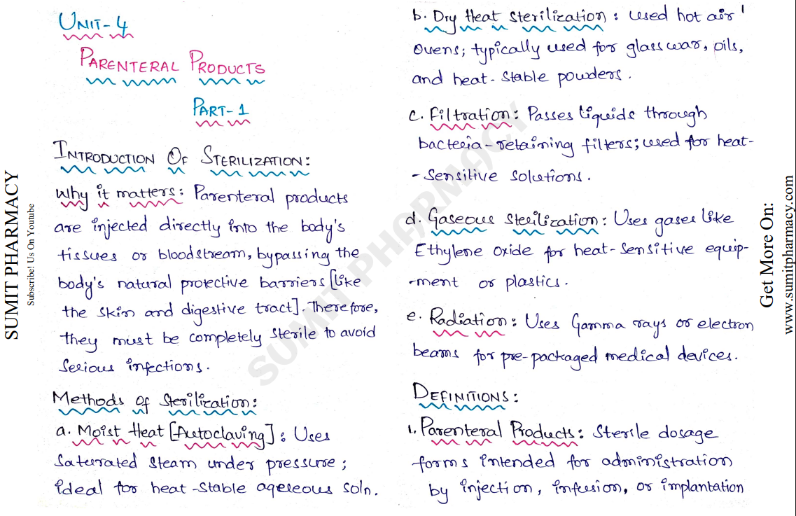 Industrial Pharmacy-I handwritten notes PDF for B Pharma 5th Semester