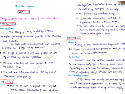 Pharmaceutical Jurisprudence handwritten notes PDF for B Pharma 5th Semester