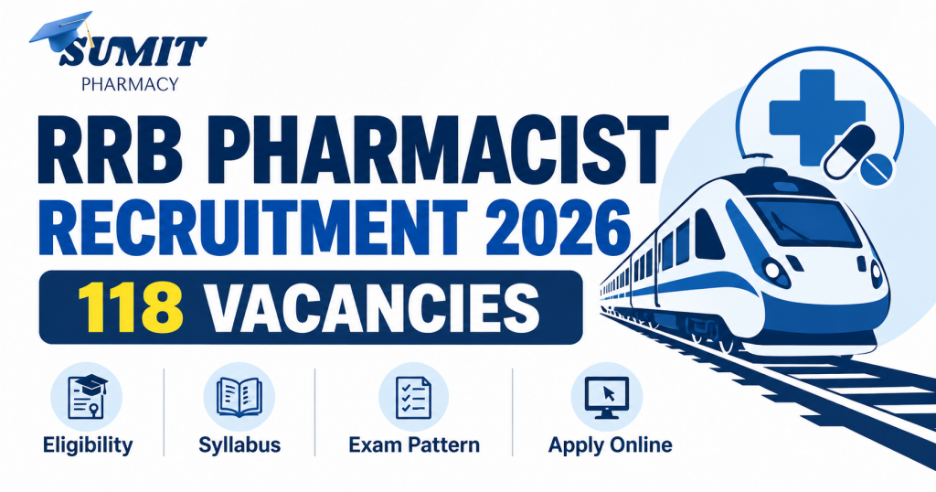 RRB Pharmacist Recruitment 2026 showing 118 vacancies, eligibility, syllabus and exam pattern